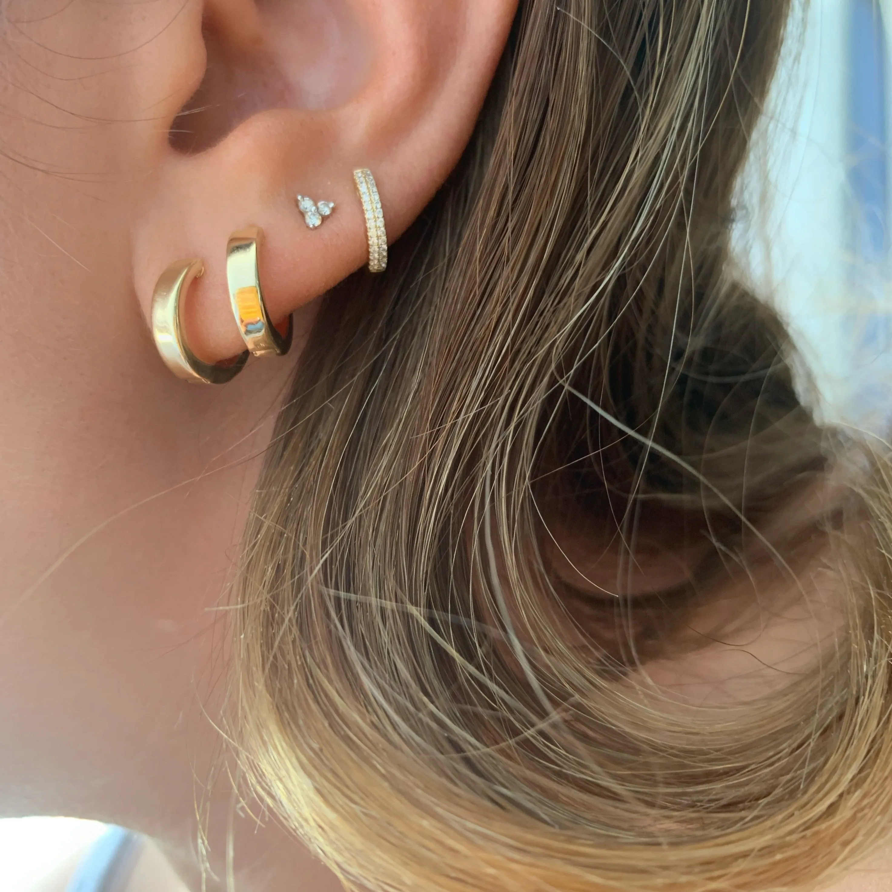 Small Flat Huggie Earrings in 10K Gold