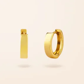 Small Flat Huggie Earrings in 10K Gold