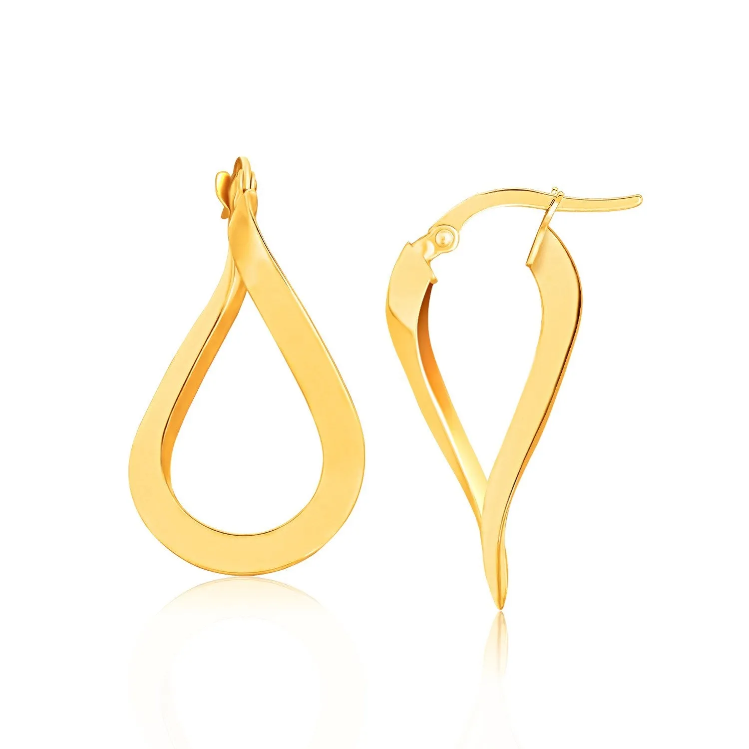 10k Yellow Gold Flat Polished Twisted Hoop Earrings-rx93353