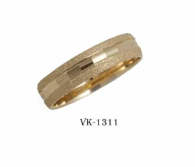 14k Gold Sandstone Finish Flat Band Ring - Elegant Modern Design