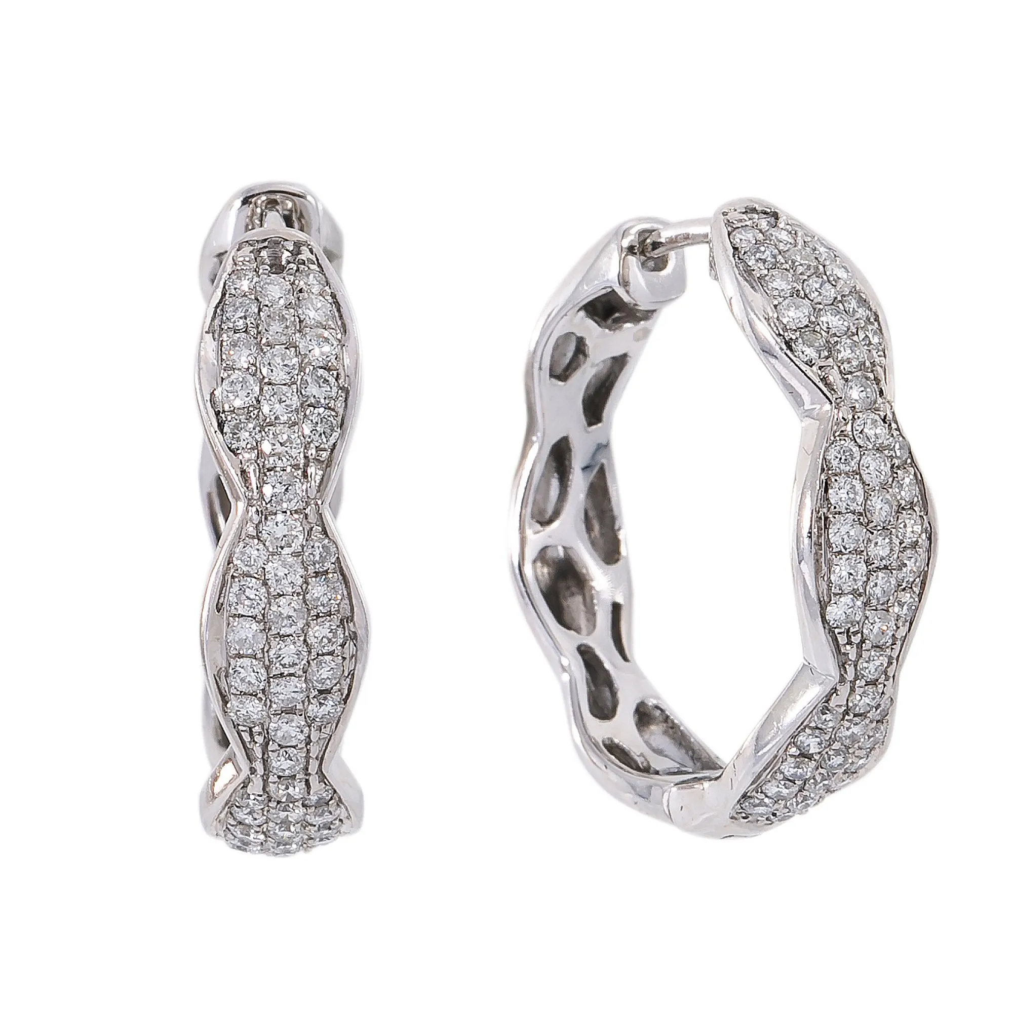 Ladies Earrings With Diamonds in 14K White Gold