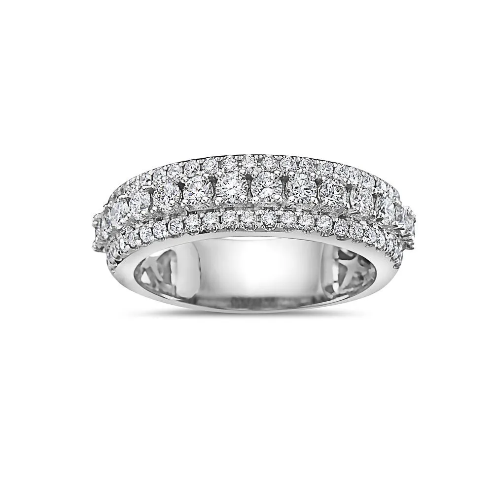 14K White Gold Men's Band with 1.62 CT Diamonds