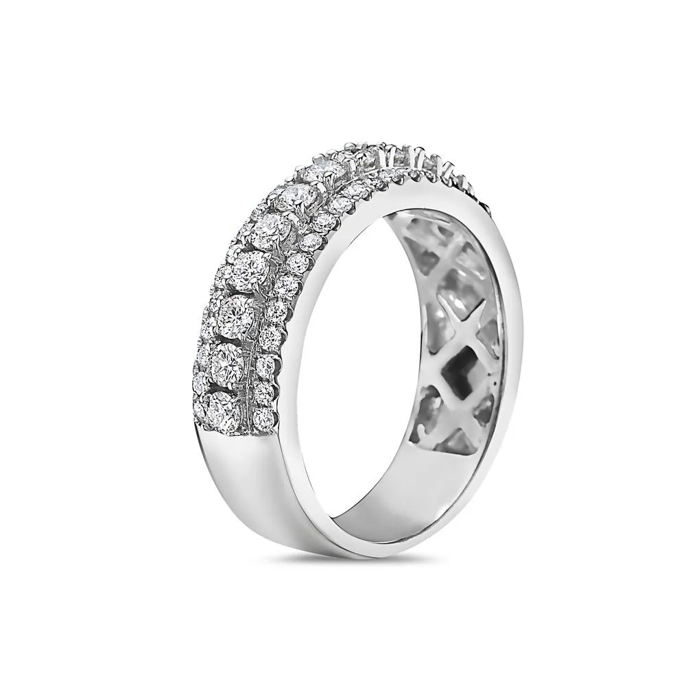 14K White Gold Men's Band with 1.62 CT Diamonds