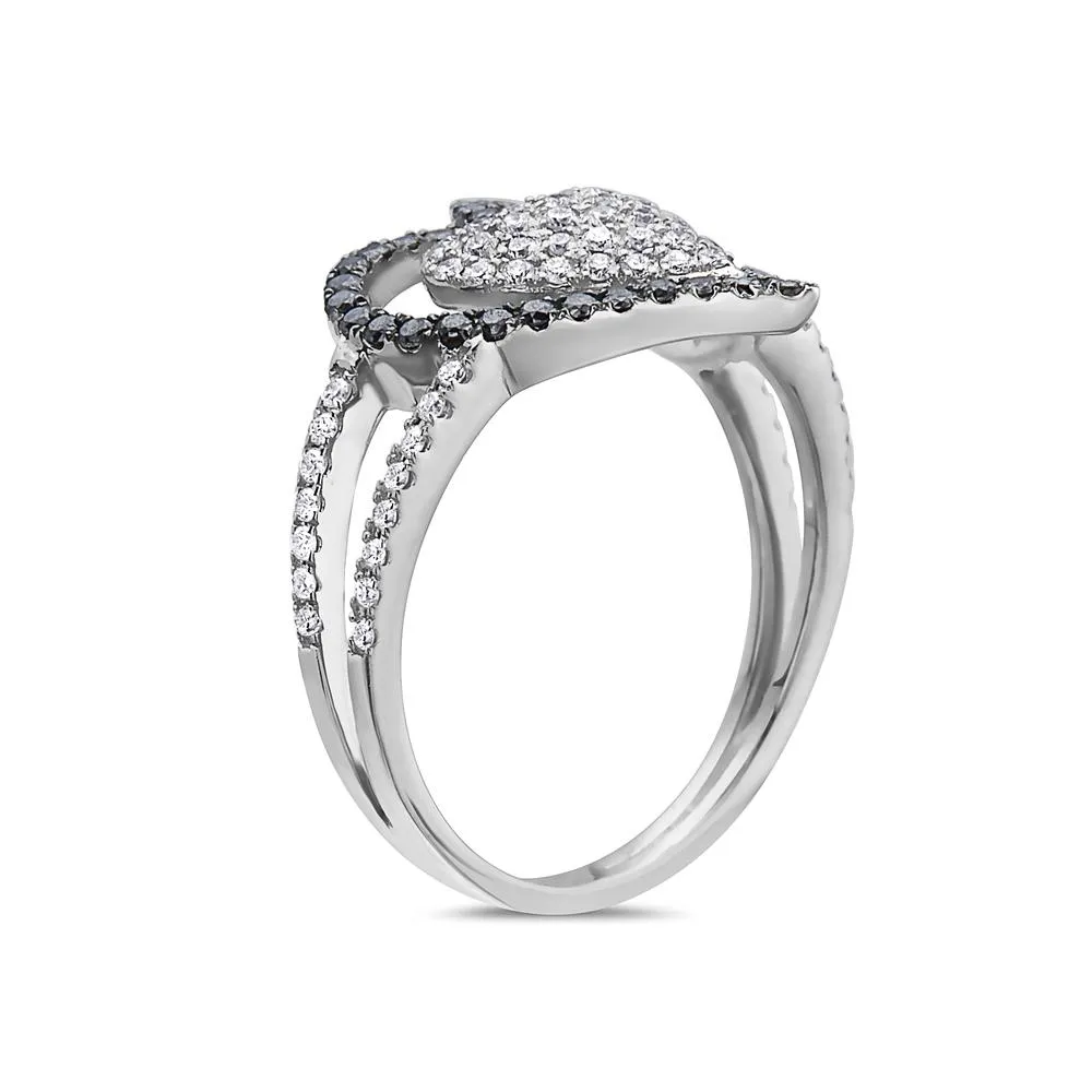 14k White Gold Ring for Ladies with 0.87 CT Diamond - Right Hand Ring