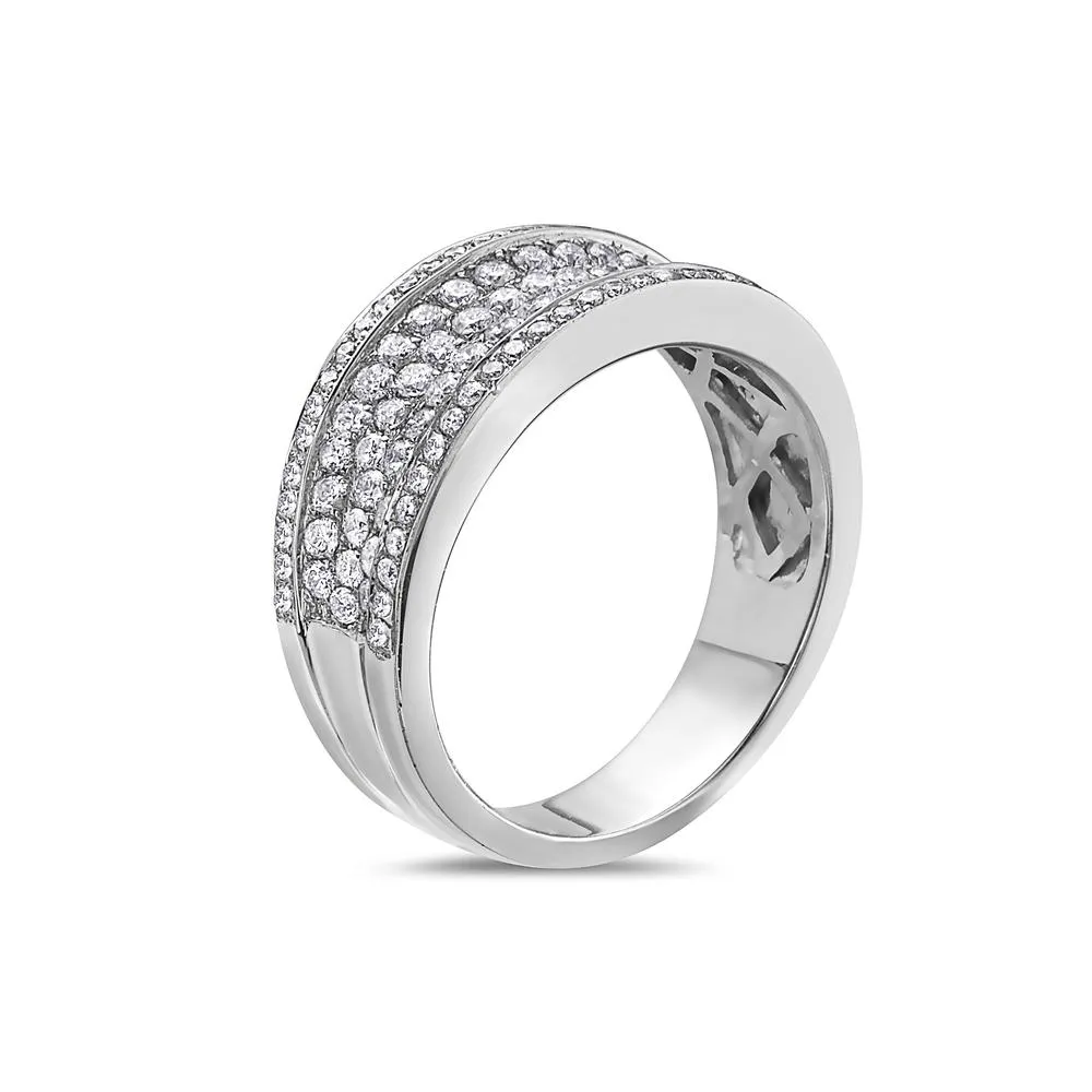 14k White Gold Women's Wedding Band with 1.25 CT