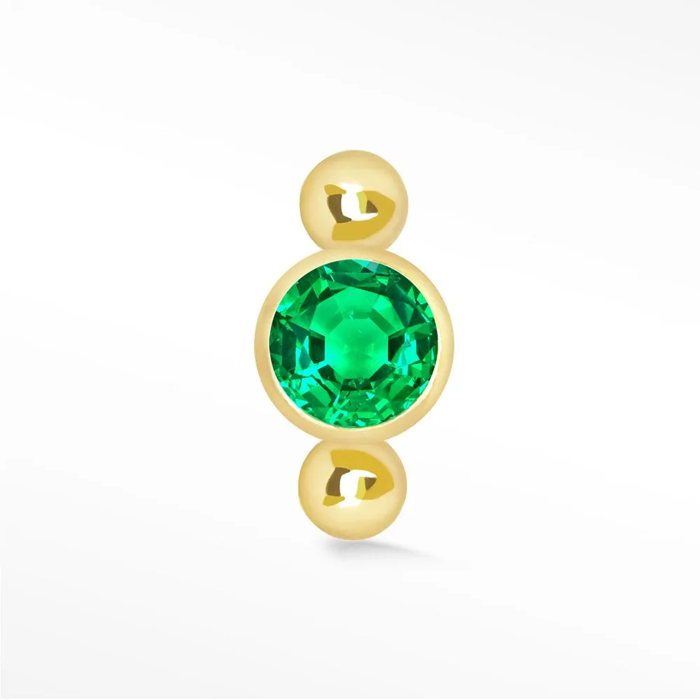 14k Yellow Gold Emerald Flat Back Earring