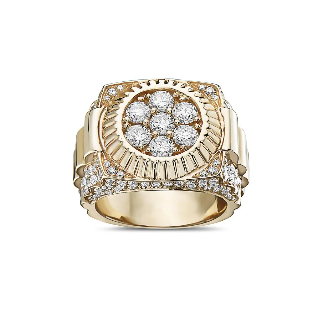 14K Yellow Gold Men's Ring with 3.53 CT Diamonds