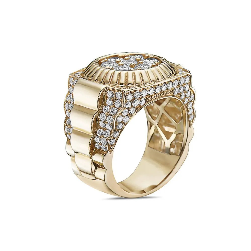 14K Yellow Gold Men's Ring with 3.53 CT Diamonds