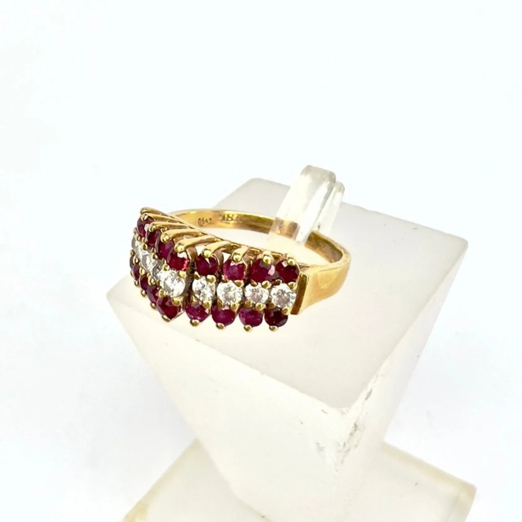 18K Gold Red Ruby Diamond Ring for Women