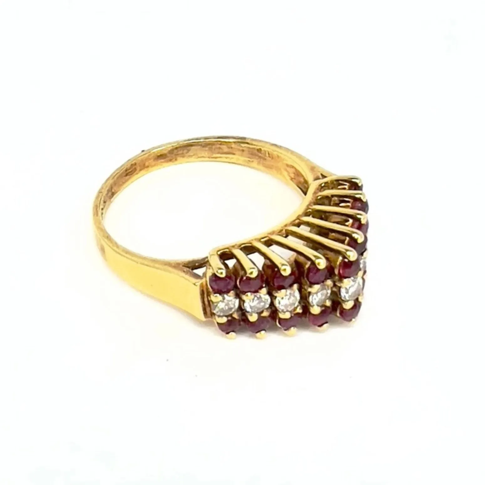 18K Gold Red Ruby Diamond Ring for Women