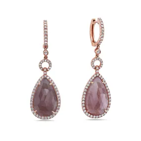 Rose Gold Diamond Ruby Ladies Earrings 18K