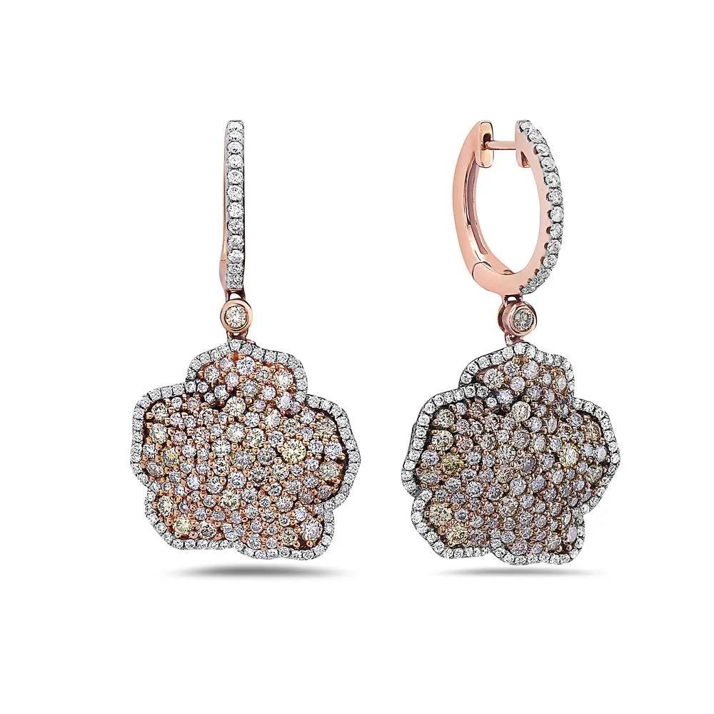 Rose Gold Diamond Ladies Earrings 18K 9.40 CT