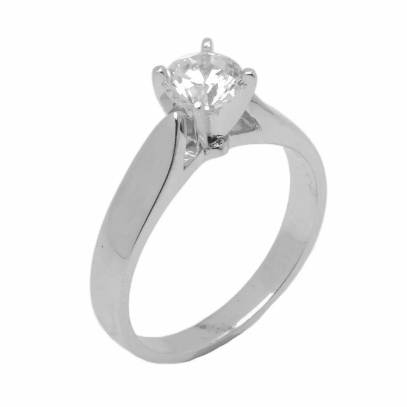 18k Solid Gold Elegant ladies Modern Reverse Tapered Round Solitaire Ring D2027v