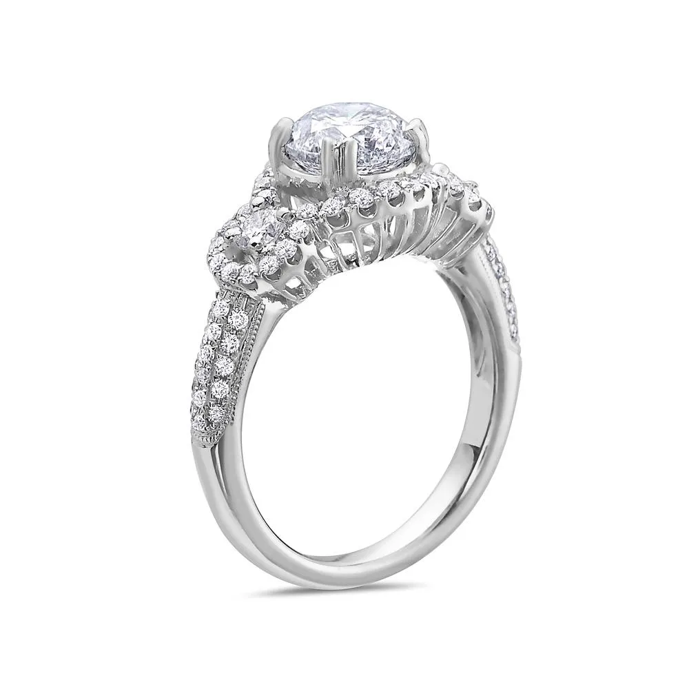 18k White Gold Halo Engagement Ring 2.41 CT - Women's