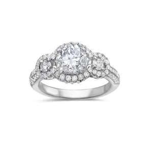 18k White Gold Halo Engagement Ring 2.41 CT - Women's