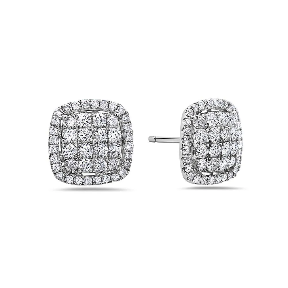 White Gold Diamond Ladies Earrings 18K 1.32 CT