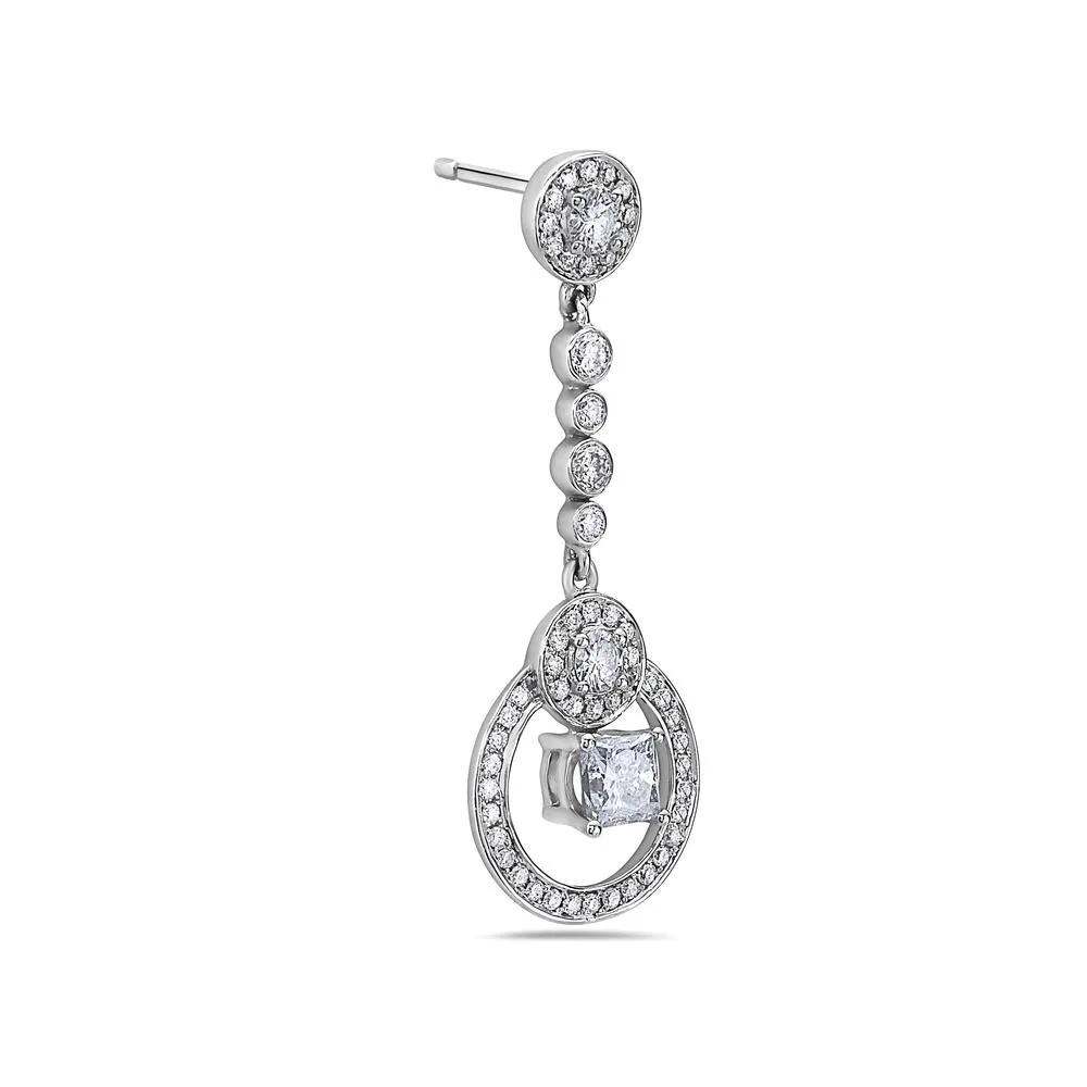 Ladies Earrings With 1.40 CT Diamonds in 18K White Gold