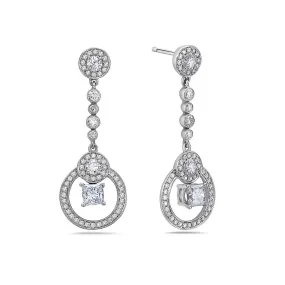 Ladies Earrings With 1.40 CT Diamonds in 18K White Gold