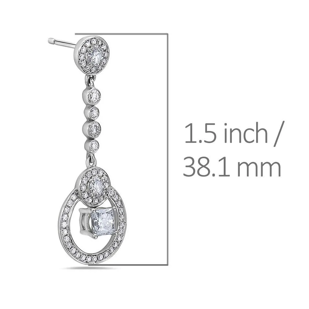 Ladies Earrings With 1.40 CT Diamonds in 18K White Gold