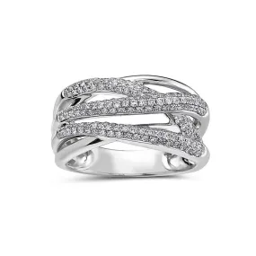 18k White Gold Right Hand Ring with 0.64 CT Diamonds for Women