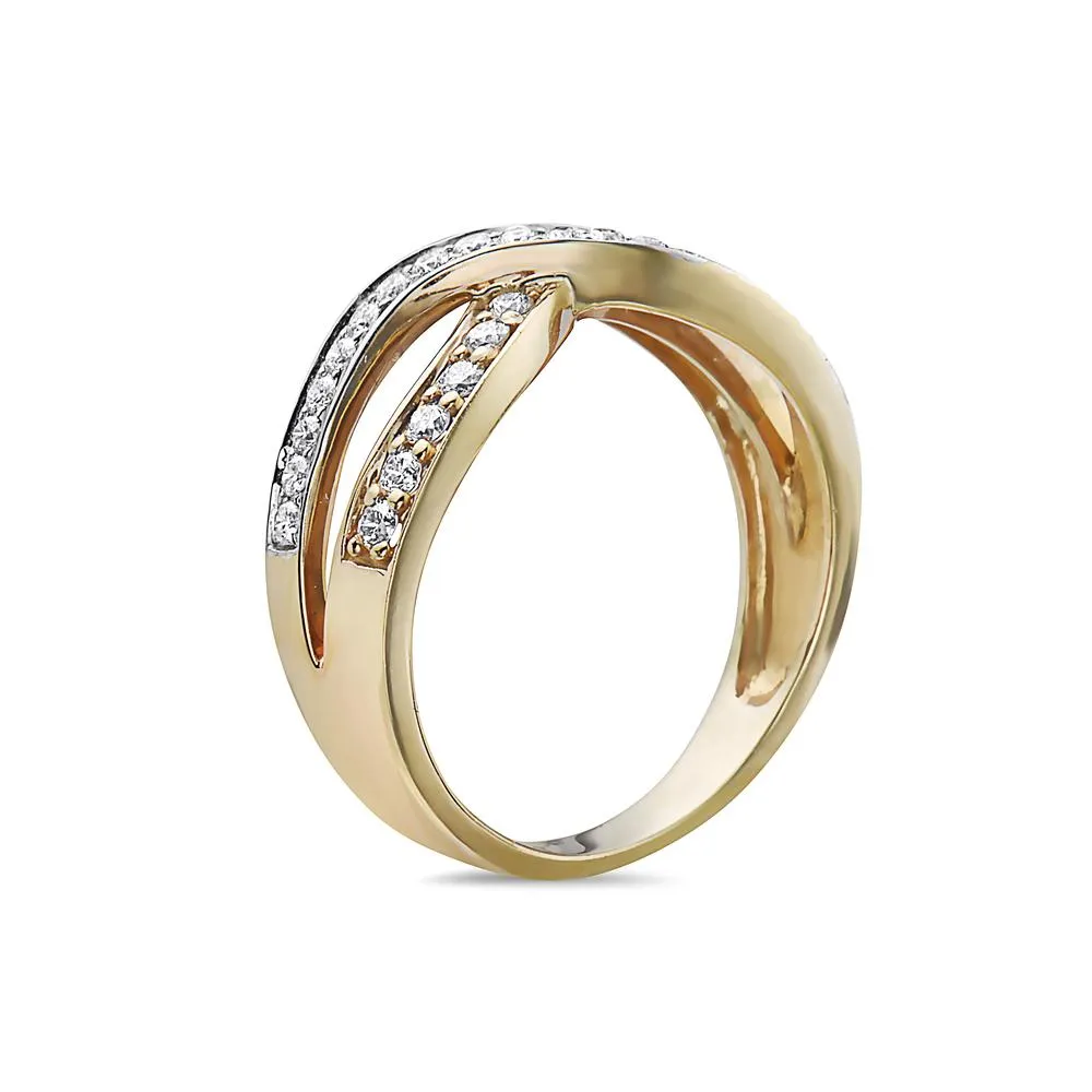 18k Yellow Gold Ring for Women with 0.48 CT Diamonds