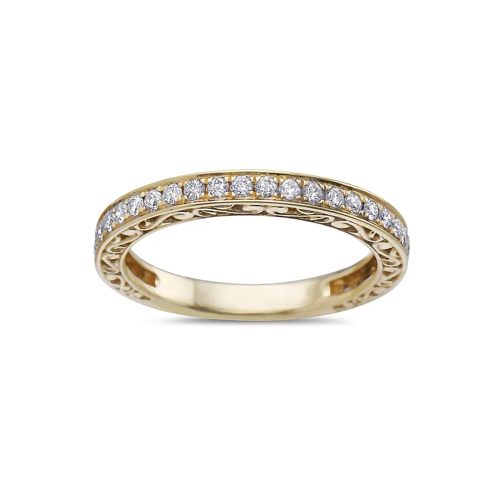 18K Yellow Gold Wedding Band - 0.42 CT Diamonds for Women