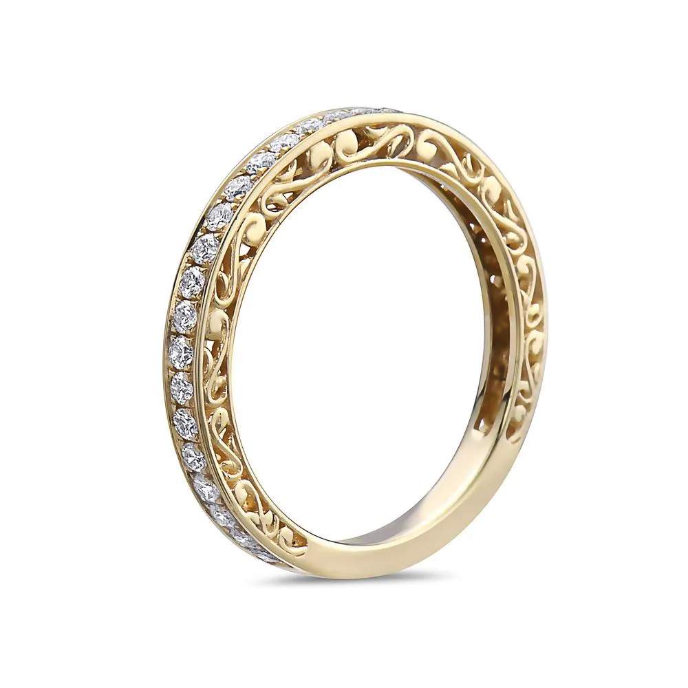 18K Yellow Gold Wedding Band - 0.42 CT Diamonds for Women