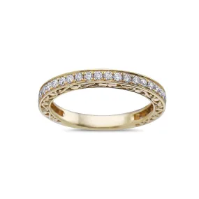 18K Yellow Gold Wedding Band - 0.42 CT Diamonds for Women