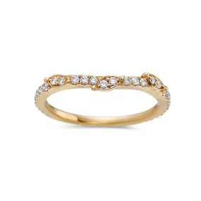 18k Yellow Gold Wedding Band with 0.31 CT Diamonds for Women