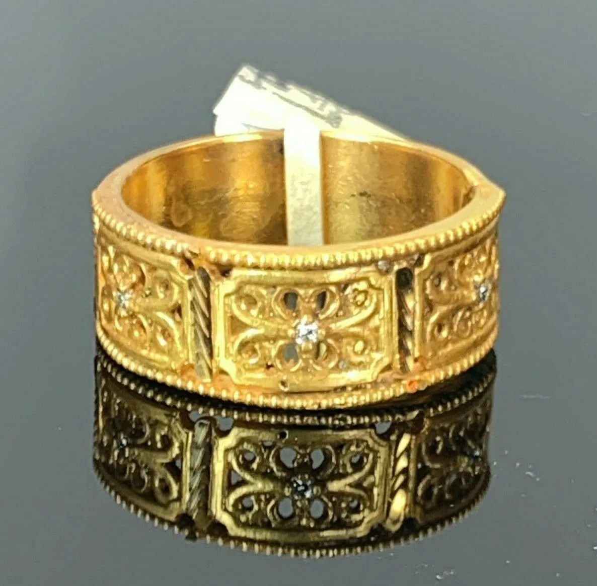 22k Ring Solid Gold ELEGANT Charm Ladies Band SIZE 7.75 RESIZABLE r2545mon