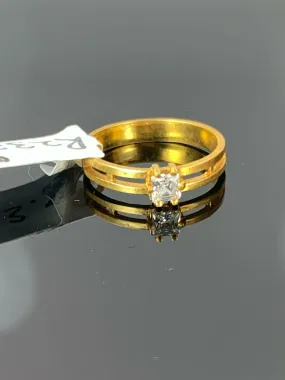 22k Solid Gold Ring Elegant Charm Ladies Solitaire Band Size 7 Resizable