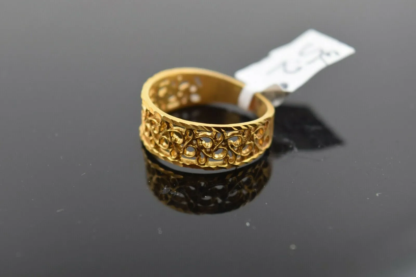 22k RIng Solid Gold Elegant Diamond Cut Geometric Design Ladies Ring R2065 mon