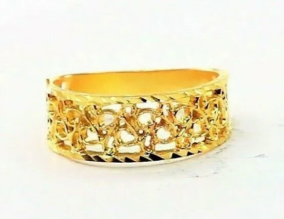 22k RIng Solid Gold Elegant Diamond Cut Geometric Design Ladies Ring R2065 mon