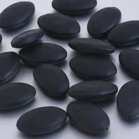 30*18*8MM Black Flat Oval Silicone Beads - 20pcs for DIY Teething Necklace Bracelet