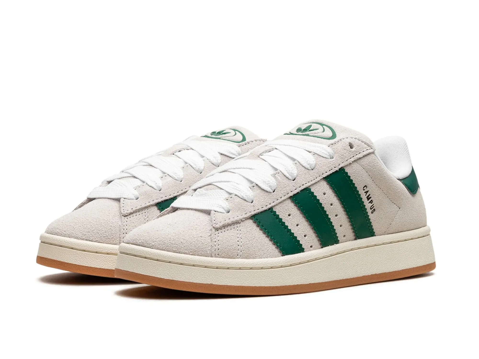 Adidas Campus 2000s Crystal White Dark Green.