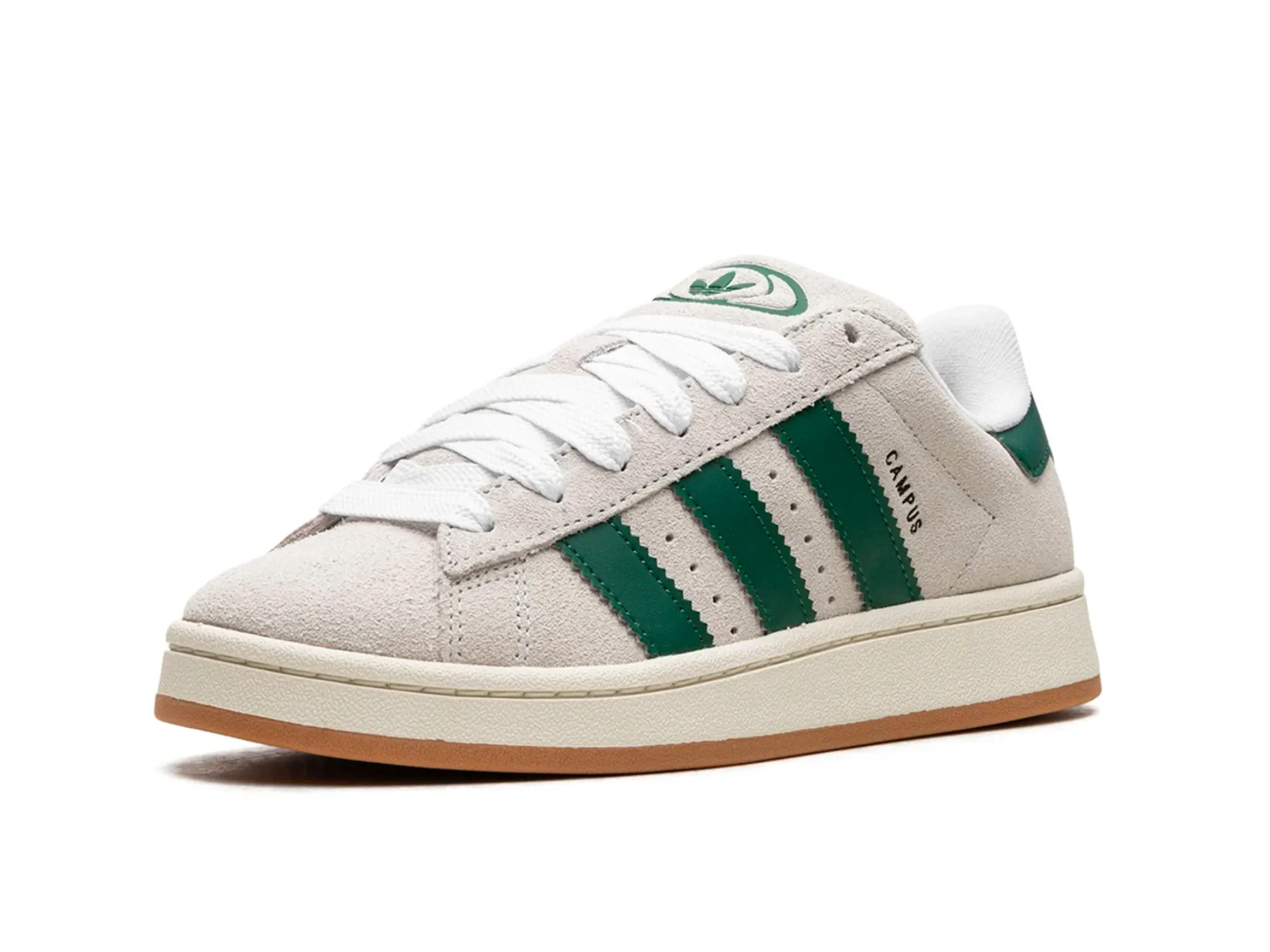 Adidas Campus 2000s Crystal White Dark Green.