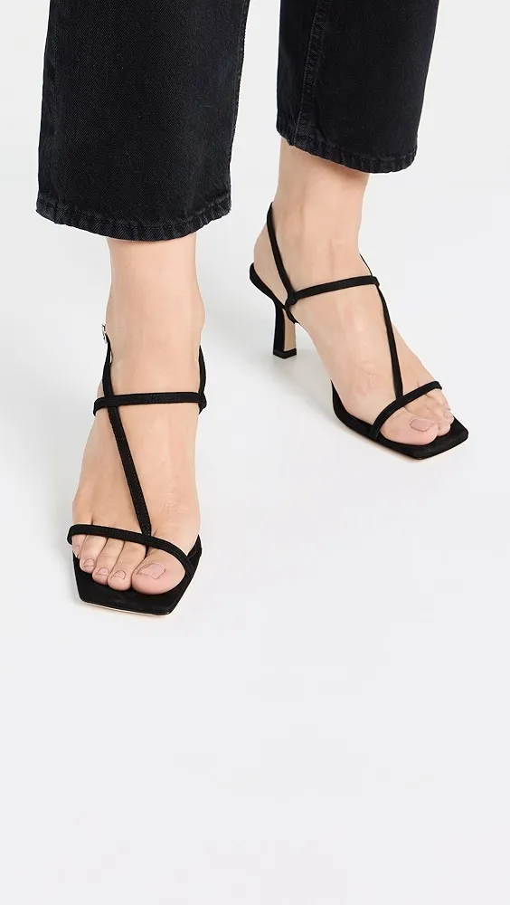 AEYDE   Elise Kid Suede Leather Black Sandals 