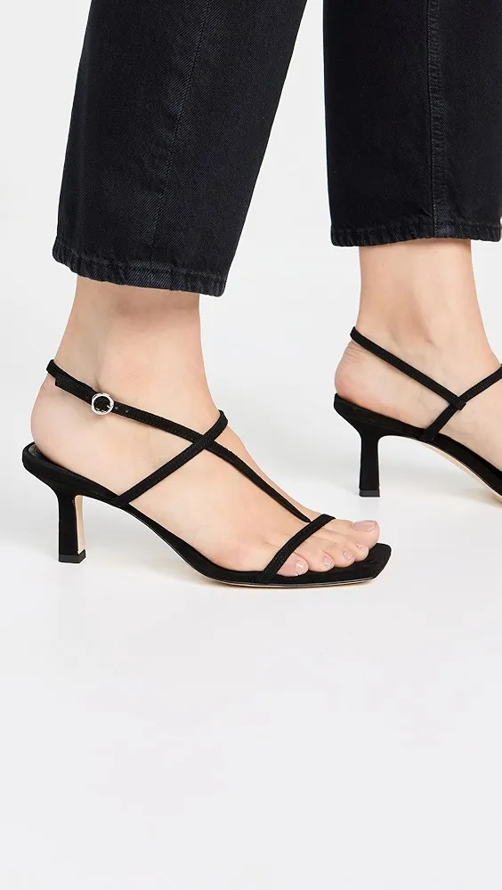 AEYDE   Elise Kid Suede Leather Black Sandals 