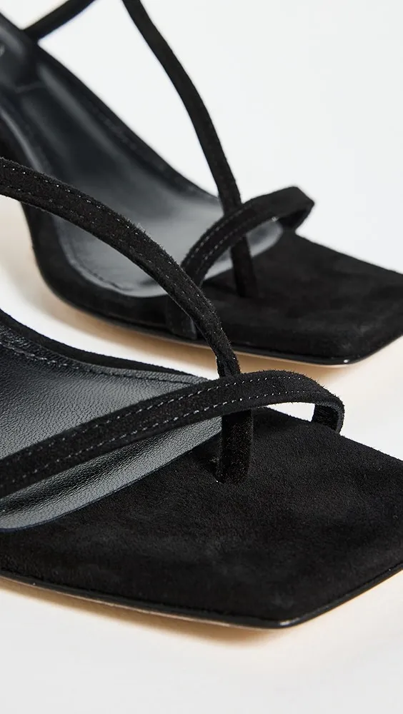 AEYDE   Elise Kid Suede Leather Black Sandals 