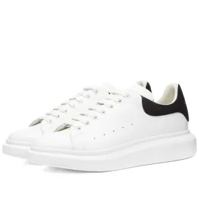 Alexander McQueen Snakeskin Embossed Suede Heel Tab SneakerWhite & Black