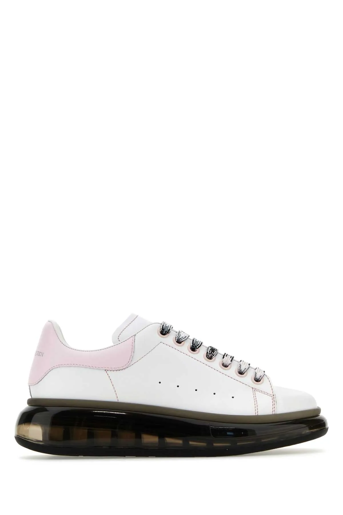 Alexander Mcqueen White Leather Sneakers With Pink Leather Heel