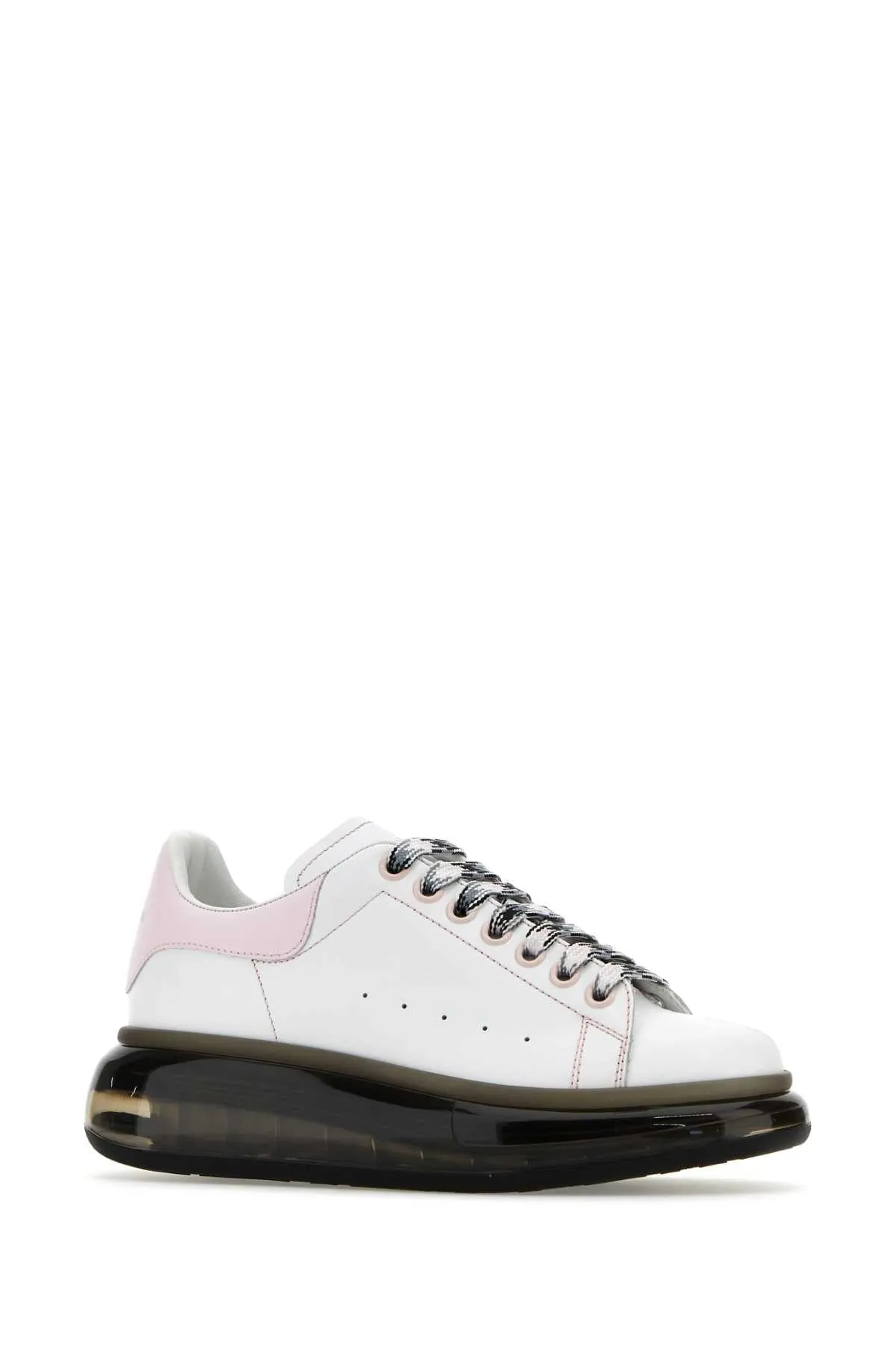 Alexander Mcqueen White Leather Sneakers With Pink Leather Heel