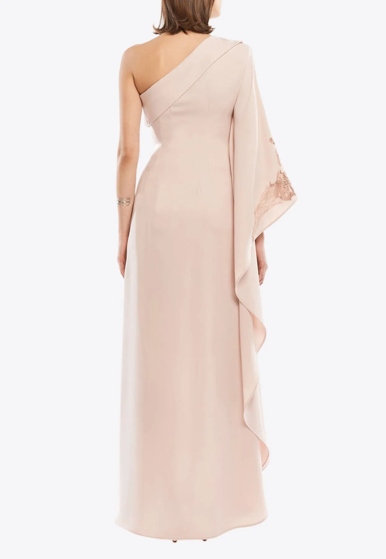 Angel Wing One-Shoulder Draped Maxi Dress