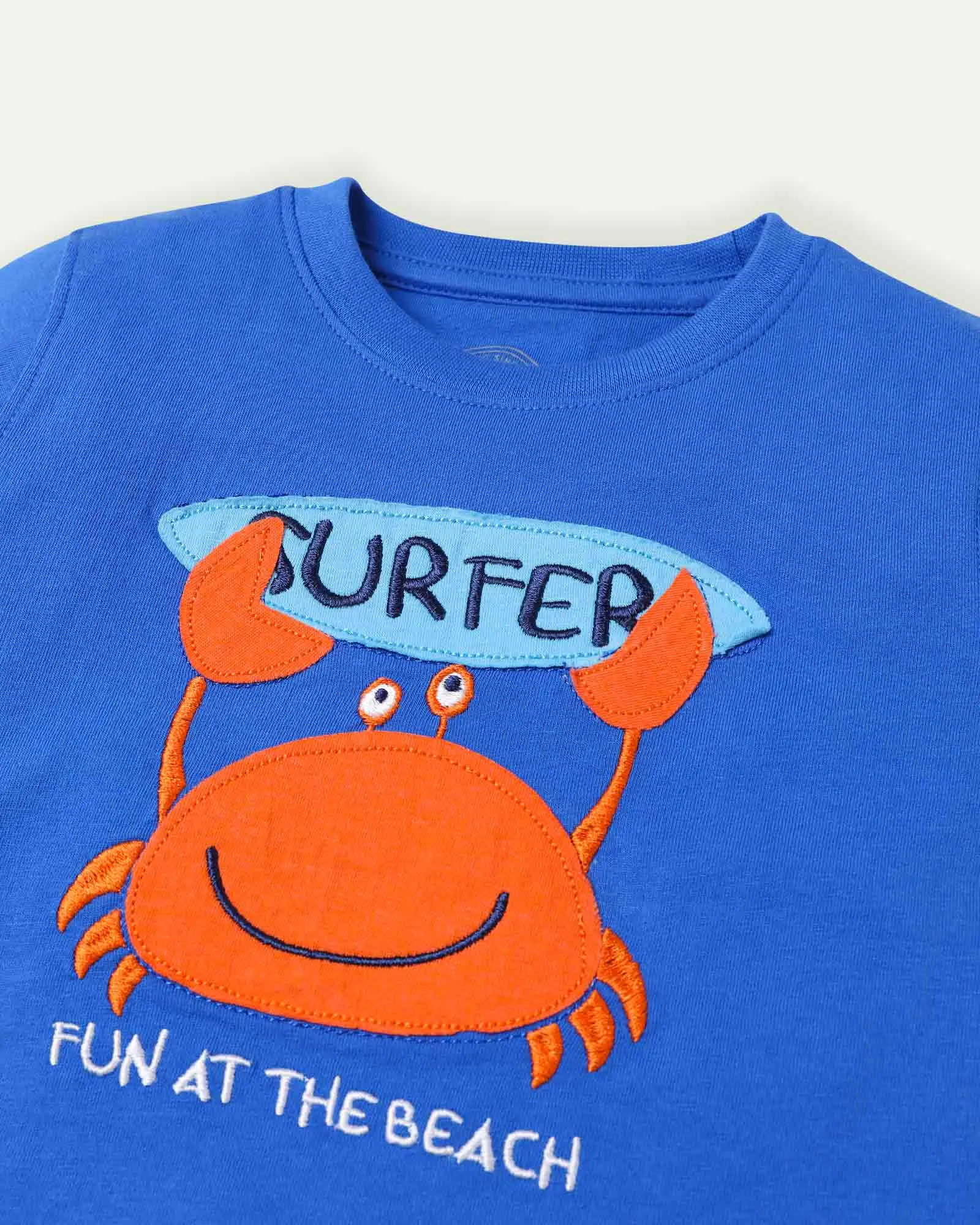 T-Shirt with Crab Applique