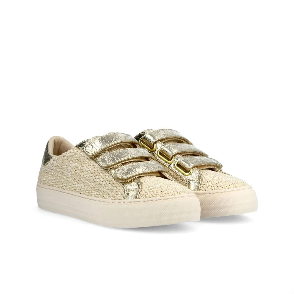 Arcade Straps Rattan Gold Sneakers - Stylish Footwear for Casual Wear