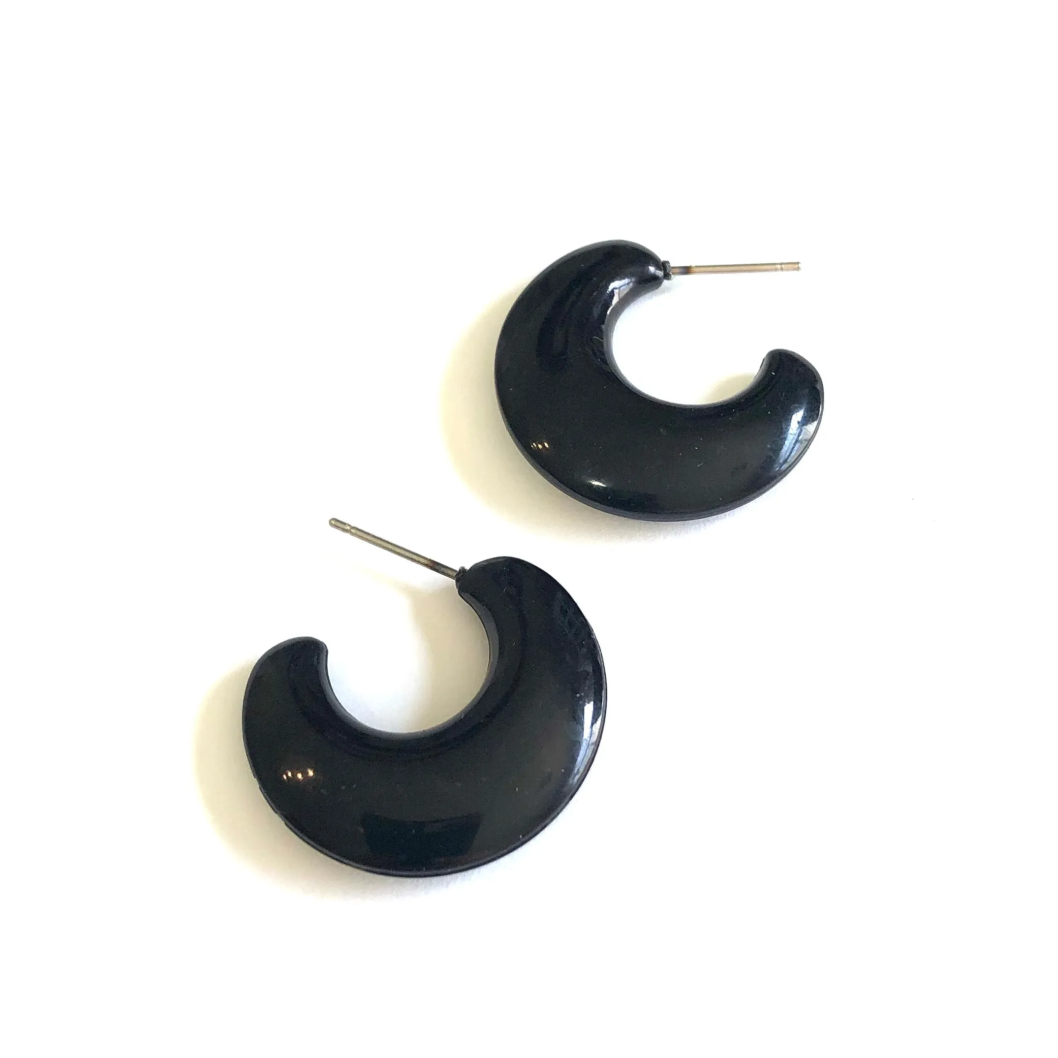 Art Deco Black Hoop Earrings