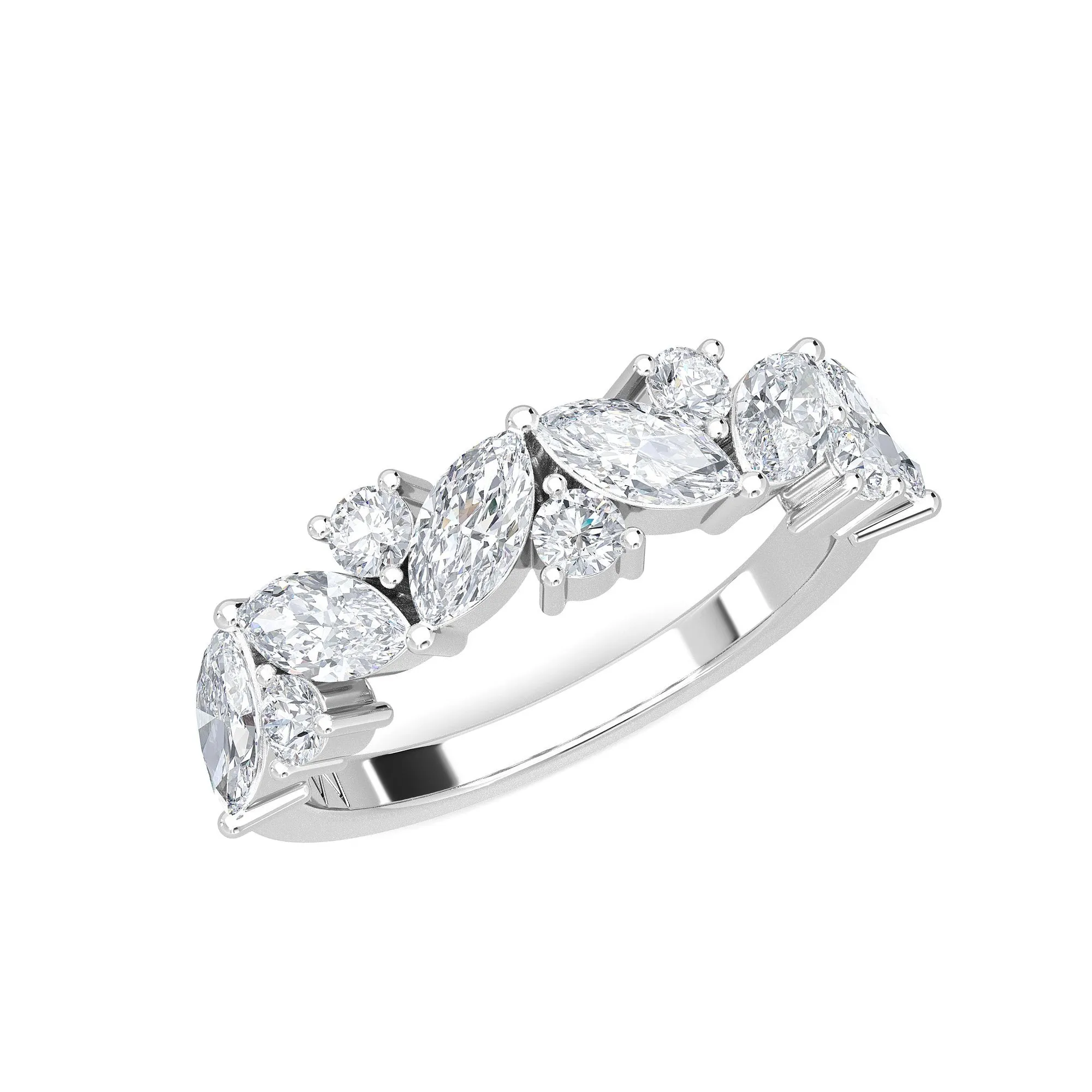 AUTRE - 14k White Gold 1.75ct Ladies Lab Grown Diamond Pear Shapes Band