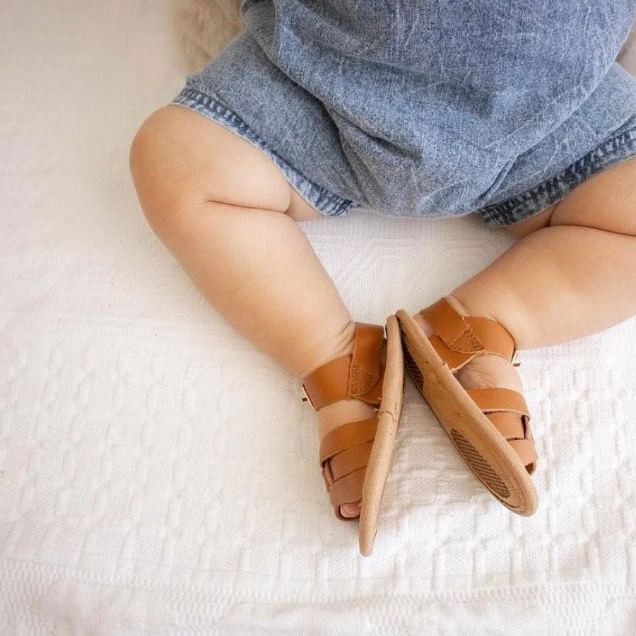 Baby Sandal Gingerbread Weave Leather