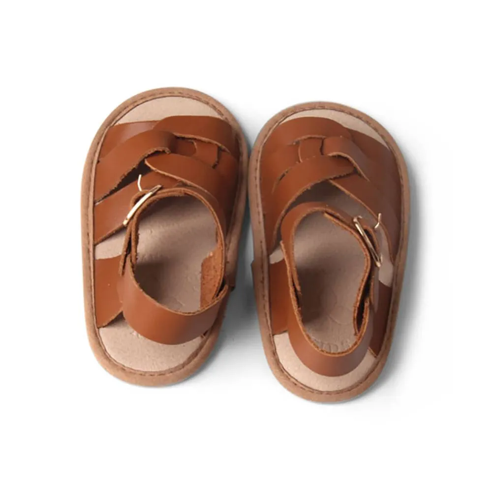 Baby Sandal Gingerbread Weave Leather