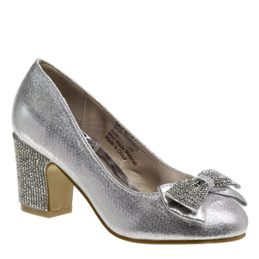 BADGLEY MISCHKA  GIRLS LITTLE-BIG KID SPARKLE STUDDED BOW DRESS PUMP